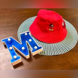 Disney Mickey Mouse Reversible Bucket/Fushing Hat Red/Khaki/Black, New w/Tags